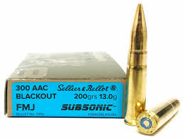 Sellier & Bellot Ammunition 300 AAC Blackout Subsonic 200 Grain Full Metal Jacket