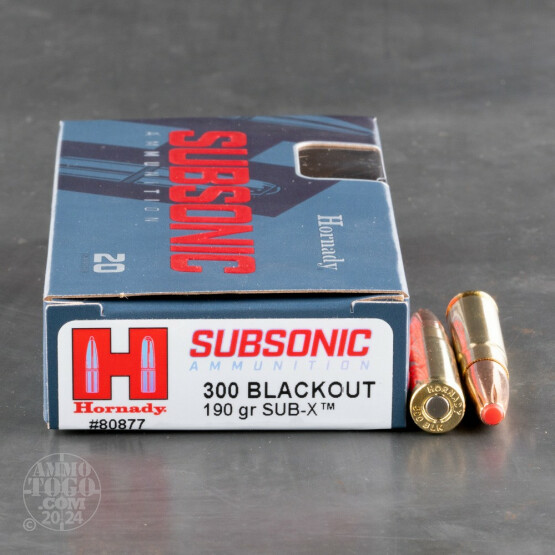 Hornady Subsonic Ammunition 300 AAC Blackout 190 Grain Sub-X FTX Box of 20