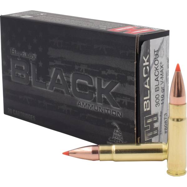 Hornady BLACK Ammunition 300 AAC Blackout 110 Grain V-MAX Polymer Tip Box of 20