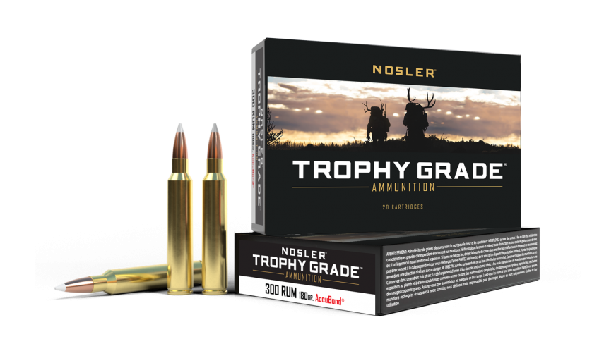 Nosler Trophy Grade Ammunition 300 Remington Ultra Magnum 180 Grain AccuBond Box of 20