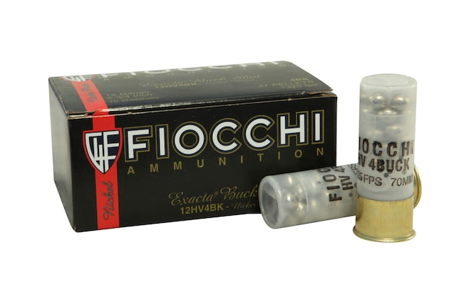 Fiocchi Exacta Ammunition 12 Gauge 2-3/4" #4 Buckshot 27 Nickel Plated Pellets Box of 10